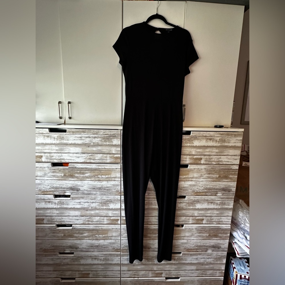 🖤 PrettyLittleThing Black Jumpsuit Size 12 Ribbed Stretch Casual Lounge